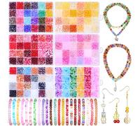 3600pcs Colorful Round 6mm Glass Beads Bulk, 144 Colors Assorted Crystal Crackle Glass Beads with Pearl Gradient Beads for Bracelets & Jewelry Making DIY Crafts Supplies