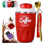 360ml Coffee Vacuum Flask, Portable Coffee Cup with Lid & Handle, Stainless Steel Insulated Water Bottle for Home, Office, Outdoor Use, Insulated Travel Drinkware, Travel Coffee Mugs，Red：Smart
