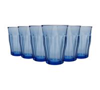 360ml Picardie Highball Glasses - Marine - 6x Tall Dishwasher Safe Glass Water Gin Juice Cocktail Drinking Glassware Set Duralex Blue One Size