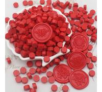 360pcs Bright Red Sealing Wax Beads, Andotopee Premium Wax Seal Beads for Stamp Seals, Octagon Wax Sealing Pellets Refill Pack for Wax Seal Kit, Wedding Invitation, Letter Envelope Seal, DIY Crafts