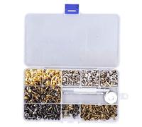 360Pcs Double Cap Rivets | Tarnish - Safe Alternative Alloy Copper Studs for Leather Craft | 6mm & 8mm Tubular Metal Studs with Punch Pliers/Storage Box | Gold, Bronze, Silver