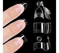 360Pcs Short Almond Gel x Nail Tips Half Cover, 12 Sizes French False Nails Tip Extensions, Half Clear Matte Fake Coffin Nail Art Tips with Assortment Box, Artificial Acrylic Nail Tips for Women