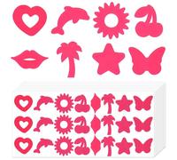 360pcs Tanning Stickers, 8 Styles Sunbathing Sticker Self Adhesive Heart Star Lips Butterfly Cherry Coconut Dolphin Sun Tan Body Stickers Decals for Summer Beach Accessories (Rose Red)