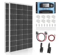 【360W MPPT Solar Panel Kit】DERUXI 2x180W Caravan Solar Panel Kit 1.44kWh/Day for Motorhome RV: 2Pcs 180W 12V Mono Solar Panels+30A MPPT Solar Charge Controller+T Branch Connector+Solar Cable+Z Bracket