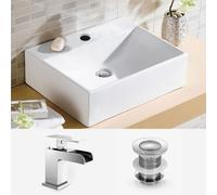 363 x 270mm Countertop Cloakroom Basin With Waterfall Mono Mixer Tap