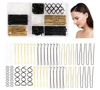 363Pcs Bobby Pins Set, 100Pcs hair pins 100Pcs U Shape Hair Pins 160Pcs Elastic Hair Bands 3Pcs Spiral Hair Pins with Storage Box for Women Girls Kids