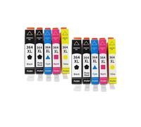 364 364XL Ink Cartridge, Compatible with HP, 3070A 3520 3522 | With chip, dye ink, black magenta cyan yellow photoblack; 4620 4622 5510 5511 5512 5514(2 SET 10PCS,364XL)