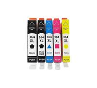 364 364XL Ink Cartridge, Compatible with HP, 3070A 3520 3522 | With chip, dye ink, black magenta cyan yellow photoblack; 4620 4622 5510 5511 5512 5514(1 SET 5PCS,364)