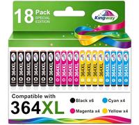 364XL Ink Cartridges 18-Pack High Yield Replacement for HP 364 Ink Multipack Compatible with HP PhotoSmart 5510 5520 5522 5524 6510 6520 7510 7520 DeskJet 3070 3520 OfficeJet 4610 4620 (6BK/4C/4M/4Y)