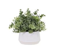 365 Blooming Decor Artificial Eucalyptus Plant, 10.2 x 11.4 inches, luxurious artificial potted greenery in white textured pot with real pebbles, high-quality material, no assembly required