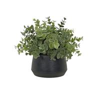 365 Blooming Decor Artificial Eucalyptus Plant-10.2"x11.4" Luxury Faux Potted Greenery in Black Textured Pot with Real Pebbles, Premium Material, No Assembly, Farmhouse, Coffee Table, Bathroom Decor//