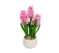 365 Blooming Decor Luxury 16-Inch Artificial Pink Hyacinth Flower - Potted with River Stones, No Assembly Required