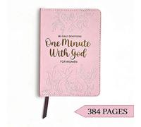 365 Days Devotional Book, One Minute With God For Women, Christian Prayer & Faith Inspiration Gift, Pink Floral Hardcover A