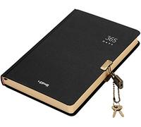 365 Lockable Kraft Paper Yearly Planner with Lock & Key Secret Dairy Book A5 Executive Notebook Hardcover Travel Journal 1 Year Monthly Daily Planner Drawing Notepad Sketchbook Blank Page Scrapbook