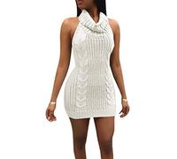 365-Shopping Japan Style Turtleneck Sleeveless Open Back Jumper Anime Cosplay Sweater (White)
