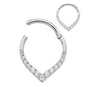 365 SLEEPERS 16G Titanium 8mm 10mm Tear Drop Gem Hinged Segment Ring Helix Tragus Septum Clicker Nose Lip Hoop Unisex Earring Body Piercing Jewellery (10mm)