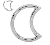 365 SLEEPERS 18G Titanium 8mm 10mm Moon Hinged Segment Ring Helix Tragus Septum Clicker Nose Lip Hoop Unisex Earring Body Piercing Jewellery (8mm)