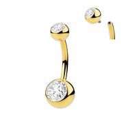 365 SLEEPERS Titanium Implant Grade 14G Belly Button Ring CZ Cubic Zirconia Internally Threaded Navel Piercing Barbell Belly Bar 8mm - 14mm Piercings Jewellery (14mm)
