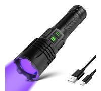 365nm UV Torch & Led Torch Rechargeable, 6 modes Powerful Black Light for Pet Urine Detection,Resin,Note Checker,Scorpion,Zoomable Waterproof Tactical Torches for Emergency Camping Dog Walking Hiking