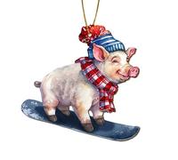 365RUSTIC Cute Pig Christmas Ornament 2025 - Wooden 2 Side Printed Xmas Tree Hanging Decoration - Farm Animal Ornament Gift for Women, Friends