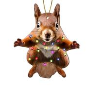 365RUSTIC Flying Squirrel Christmas Tree Keepsake Ornaments, Squirrel Themed 2 Side Printed Flat Wooden Ornament, Animal Xmas Hanging Decor