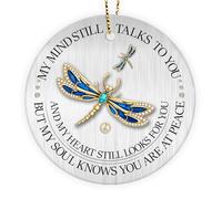 365RUSTIC Memorial Dragonfly Keepsake Ornament, Ceramic Christmas Tree Decoration, 2.9 Inch Wooden Ornament with Cord, Christmas Occasion