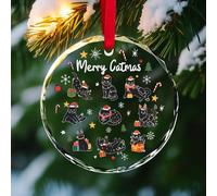 365RUSTIC Merry Catmas Ornament 2025 - Funny Black Cat Christmas Tree Ornament for Cat Lovers, Cute for Women Kids Men, Glass Round Decor for Xmas Tree Hanging