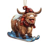 365RUSTIC Scottish Cow Ornament for Christmas Tree, 2-Side Printed Flat Wooden Ornament, Farmhouse Christmas Decor, Farm Animal Gifts for Christmas Women