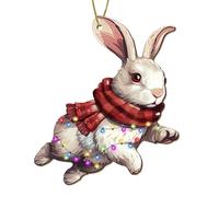 365RUSTIC Vibrant Animal 2-Side Printed Flat Christmas Tree Ornament, Wooden Keepsake, Tree Decoration - Rabbit 2024, Funny Bunny