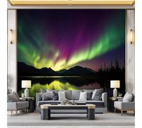 368 x 254 cm Photo Wallpaper Dreamy Northern Lights Wall Mural Poster, Premium Non-Woven Fleece Photo Wallpaper and Wall Mural Painting Design Color, for Bedroom TV Backdrop
