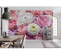368x254 cm Giant wall mural wallpaper Flowers white pink dining room decor art