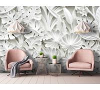 368x254 cm Wall mural Wallpaper living room Alabaster Flowers White