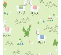 369852 - Boys & Girls Llamas Cactus Green Multicoloured AS Creation Wallpaper