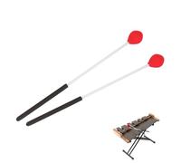 36cm / 14.2in Marimba Mallets, 1 Pair Wool Head Mallets Percussion Sticks Bell Mallets Rubber Xylophone Marimba Mallets for Xylophone, Chime, Wood Block, Glockenspiel, Bells (Red)