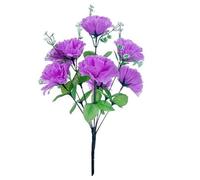 36cm Artificial Carnation Bush - 8 Head Assorted Silk Flowers - Realistic Memorial & Cemetery Grave Decoration - Faux Floral Bouquet for Graveside Tributes, Vases & Home (848342) (Lilac)