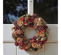 36cm Christmas Wreath - Rustic Festive Door Decoration with Hanging Loop | Traditional Seasonal Ornament for Indoor or Outdoor Use | Perfect for Front Doors & Entrances