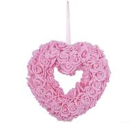 36cm Diameter Heart Wreath Red Orange Pink Festive Decor(Rose Red)