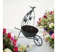 Garden Planter Green Metal 36cm x 24cm x 41cm Rustic Outdoor Plant Pot Stylishly