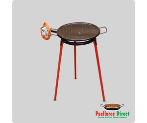 36cm Lightweight Enamelled BBQ Griddle & 30cm Gas Burner Kit / Set - Square Legs