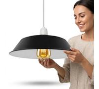 36Cm Metal Black Inner White Pendant Lampshade Easy Fit