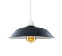 36cm Metal Black Inner White Pendant Lampshade Easy Fit Various Type Indoor Lampshade for for Bedroom, Hallway, Office Industrial Kitchen Hanging Light Shade Pendant