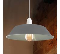 36cm Retro Grey Industrial Metal Ceiling Pendant Light Shade Easy Fit | Modern Light Fitting,Vintage Decor, Designed Pendant Lamp Shade for Bedroom , Dining Room, Hallway,Office, Industrial Kitchen