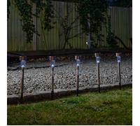 36cm Set of 5 Stainless Steel Garden Solar Path Lights with White LEDs - Single Pack - Samuel Alexander | TJ Hughes