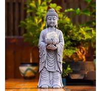 36cm Solar Meditation Buddha Statue with Lotus & Glowing Ball Unique Gifts