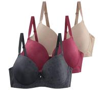36ff Bras for Women UK 3 PC Underwired Bras for Women Sexy Deep V Plunge Super Push Up Minimizer Bra Full Coverage High Impact Support Soft Padded T Shirts Lingerie Bralettes