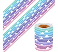36FT Rainbow Clouds Bulletin Board Border Back to School Trim Die-Cut Bulletin Board Strips for Photo Wall Bulletin Board Decorations,Desks,Black Board,Home,School Classroom (Colorful)