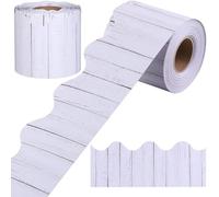 36ft White Woodgrain Border, Scalloped Rustic Trim, Natural Decor for Classrooms, Homes & Offices