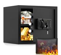 36L Fireproof Safe for Home with A4 Fireproof Waterproof Bag, Safe with Key, Removable Tray, Alarm System, Mute Mode, Electronic Furniture Safe for Gold Jewellery Documents
