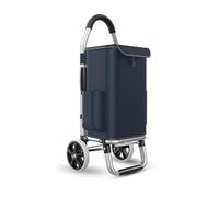 36L Lightweight Folding Grocery Trolley - 2 Wheels Waterproof Shopping Cart Luggage Carrier Easy Storage Travel-Friendly - Navy Blue