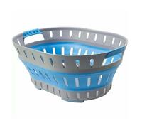 36L Silicon Plastic Collapsible Laundry Hamper Large Pop UP Space Saving Foldable Basket Washing Cloth Storage Ventilation Holes Bin Bathroom Kitchen Home (Blue Grey)